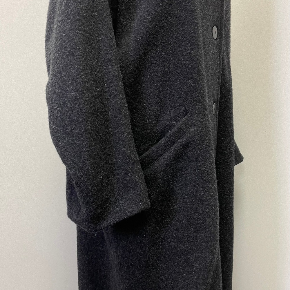 Vintage Eileen Fisher Charcoal Gray 100% Wool Long Duster Coat Large 90s - Picture 5 of 16